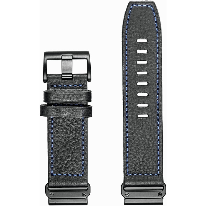 Шкіряний ремінець для годинників Garmin 22мм — Retro Vintage (чорний з чорною прошивкою) для Fenix, Forerunner, Vivoactive, Approach, MARQ, Quatix, D2