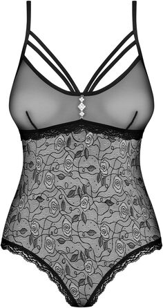 Сексуальний жіночий комплект білизни Selente Love & Fun: боді/відкритий боді та шовкова маска для очей, чорний, прозорий, XXL, виготовлено в ЄС