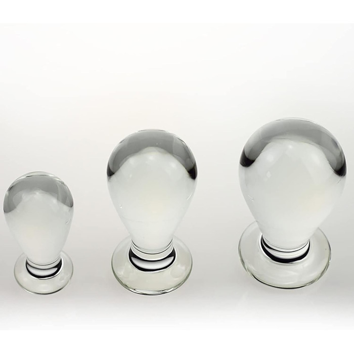 Сет анальних пробок ScreaAss з скла, 3 шт. (4/5/6 см), для жінок та чоловіків, анальні намиста, стимулятор G-точки, прозорий набір