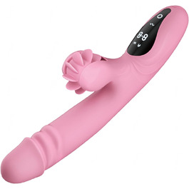 Вібратор для жінок з 9 функціями, нагрівання, силікон, дільдо, масажний стрижень, рожевий