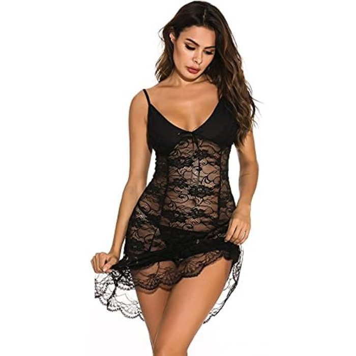 Сексуальний жіночий комплект ніжної піжами GMDNS, чорний, розмір S