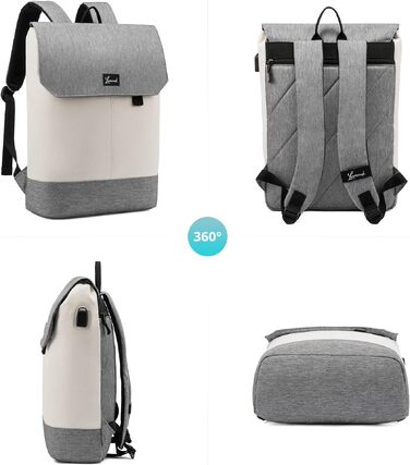 Жіночий рюкзак LOVEVOOK Elegant Daypack: водонепроникний міський рюкзак для ноутбука 17.3 дюйма, протикрадіжний відділ, для навчання та офісу (Бежево-сірий)
