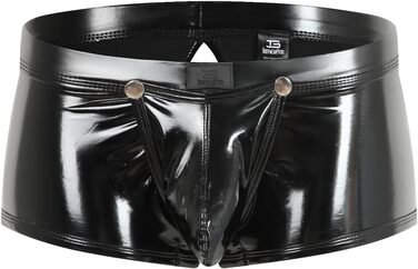 Чоловічі боксери з екошкіри, ефект блиску, відкритий промеж, сексуальна білизна, клубний стиль, джоки, танга, шорти, штани (Чорний, XXL)