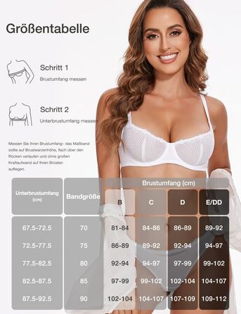 Бюстгальтер Wingslove з кісточками, мереживом, balconette, прозорий, білий, 80E