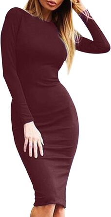 Сукня YMING для жінок: сексуальна, з відкритим спиною, на блискавці, облягаюча, без рукавів, міді (XXL, Бордовий)