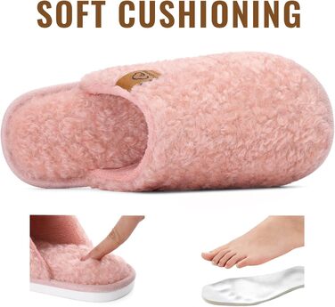 Жіночі м'які капці-тапочки Evshine з ефектом пам'яті (Memory Foam), закриті домашні капці, рожеві, розмір 37/37.5 EU