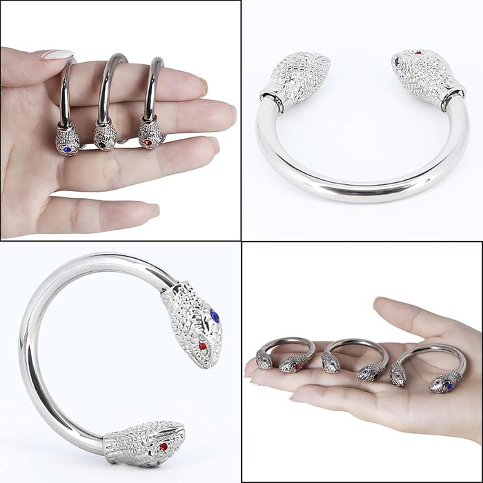 Чоловічий пеніс-кільце з двома зміїними головами, срібло, 30 мм