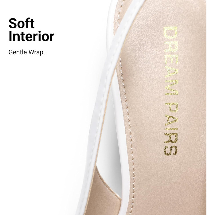 Жіночі туфлі-човники Dream Pairs з відкритим задником та низьким підбором (кітен-хіл), білі, розмір 41.5 EU