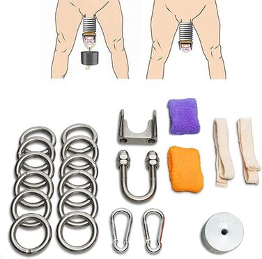 Набір металевих ходових кілець (бол-стретчер) для чоловіків: 12 кілець, прикраса-мішечок, важкі, екстремальні. Іграшки для дорослих