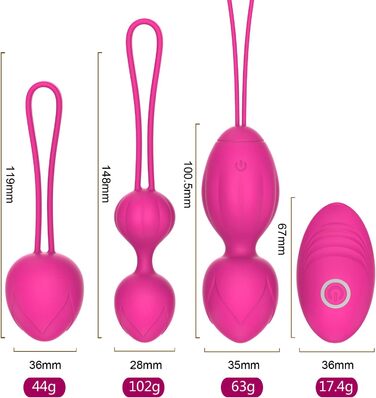 Тренування м'язів тазового дна для жінок з пультом дистанційного керування - медичний силікон, м'ячики для контролю сечовипускання та вправ для тазового дна (рожевий)