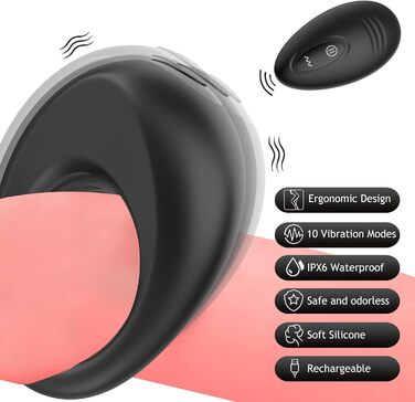 Вібруючий кільце для пеніса Jinqian: іграшки для дорослих, 10 режимів вібрації, для пар