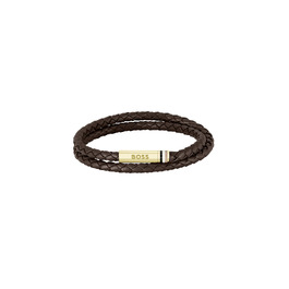 Чоловічий шкіряний браслет BOSS Jewelry колекція ARES з плетеної шкіри (одинарний або подвійний ремінець), кольори: темно-синій, коричневий, чорний