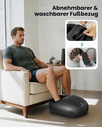 Електричний масажер для ніг COMFIER Shiatsu з функцією підігріву, розминком та компресією, 3 рівні інтенсивності, до 46 розміру EU