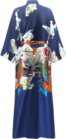 Кимоно халат для жінок, великі розміри, сатин, легкий, японський, плюс сайз, халат-юката (Pagode Kriegsmarine, 3XL)