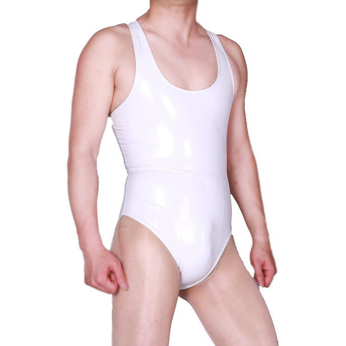 Сексуальний латексний комбінезон з шортами та стрінгами для сцени та вечірок (XXL, Білий)