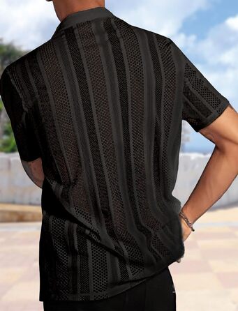 Чоловіча прозора футболка Panegy з мереживом, сітка, чорна (M)