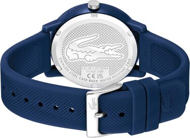 Аналоговий кварцовий годинник Lacoste 12.12 унісекс з синім силіконовим ремінцем Petit Piqué (Navy)