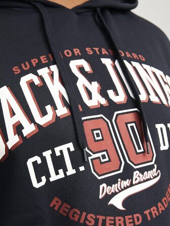 Чоловічий худі Jack & Jones Plus Size з логотипом, темно-синій, розмір 3XL