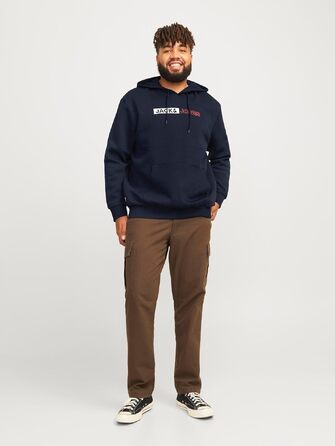 Чоловічий теплий худі з принтом JACK & JONES Basic JJEOGO, колір Dusty Olive (великі розміри 8XL)