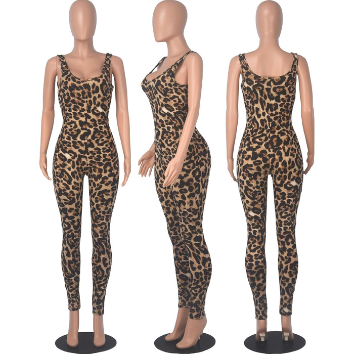 Жіночий комбінезон HKWZYY з леопардовим принтом