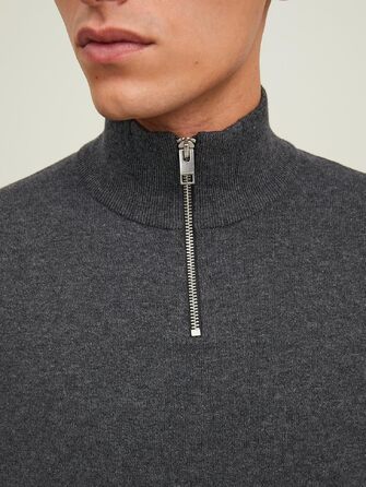 Чоловічий в'язаний кардиган Jack & Jones з чверть-застібкою на блискавці, однотонний (Розмір: L, Колір: Rosin)