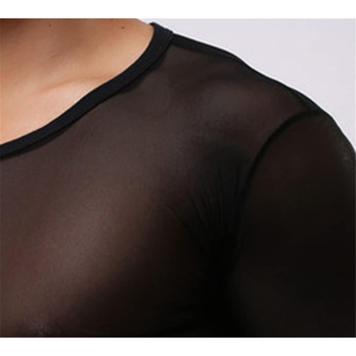 Чоловіча прозора футболка з мережива, сексуальна нижня білизна, чорна. Ідеальна для дому та вечірок.