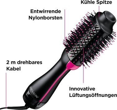 Фен-щітка для об'єму Revlon Salon One-Step для короткого та середнього волосся, іонізація та керамічне покриття, RVDR5282UKE, чорний