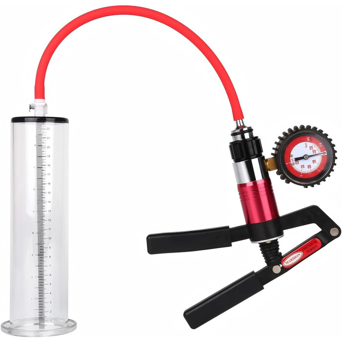 Насос для збільшення пеніса з манометром та регулювальними колесами. Ручний насос для чоловіків з металевим руків'ям, вакуумний насос для збільшення розміру пеніса (57 мм)