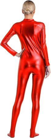 Жіночий стильний комбінезон з довгим рукавом та блискавкою спереду (Червоний, 3XL)