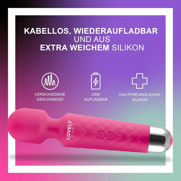 Вібратор для жінок Lovely Wand - бездротовий, водонепроникний, 20 режимів, з акумулятором