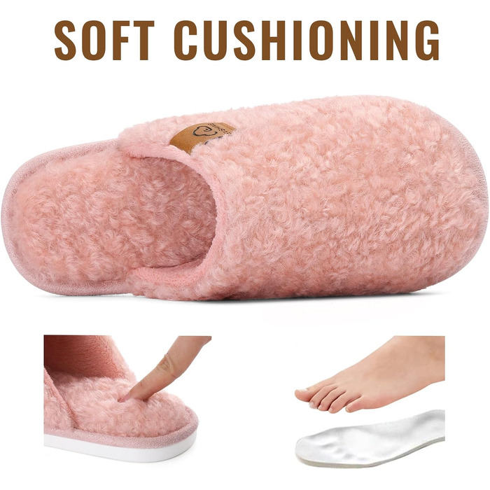 Жіночі м'які капці-тапочки Evshine з ефектом пам'яті (Memory Foam), закриті домашні капці, рожеві, розмір 37/37.5 EU