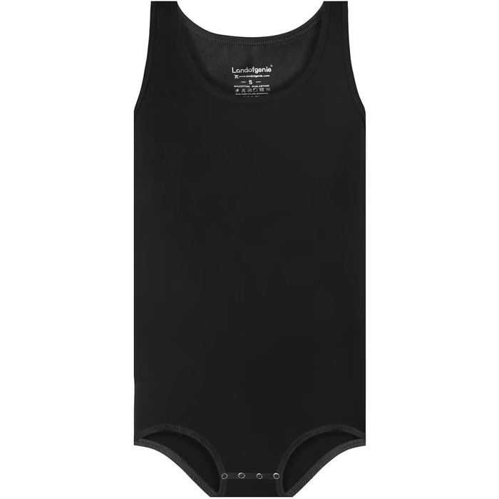 Чоловічий безрукавний боді-піжама Landofgenie з бавовни, чорний, розмір M