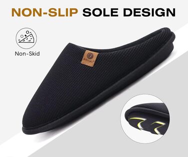Чоловічі домашні капці ONCAI з ефектом пам'яті Memory Foam, з підкладкою зі штучного хутра та гумовою підошвою, чорні, розмір 46 EU