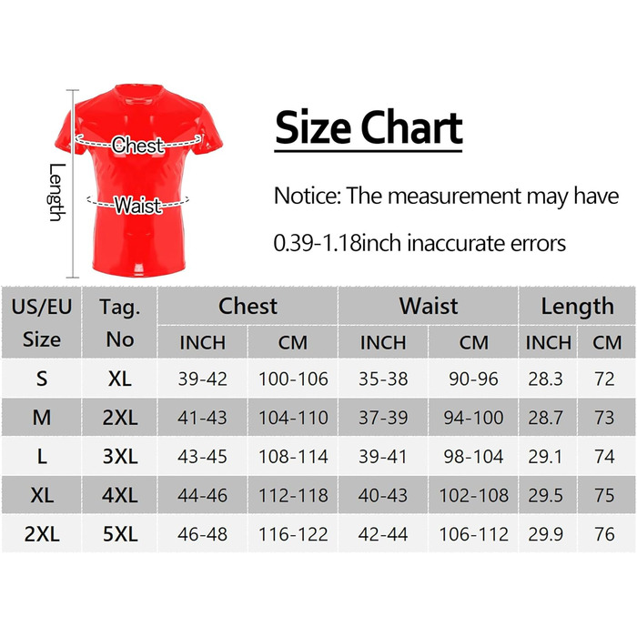 Чоловіча сорочка з лакованої шкіри Wetlook AIEOE, червона, XL - сексуальний образ для вечірок
