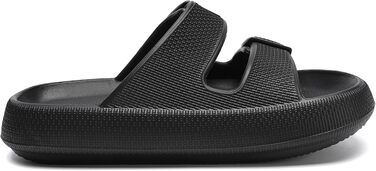 Слишовечірні тапочки Cozyslides Original унісекс, сандалії-хмаринки з регульованими ременями, протиковзаючі та швидкосохнучі, з товстою підошвою Airfoot, чорні, розмір 39/40 EU