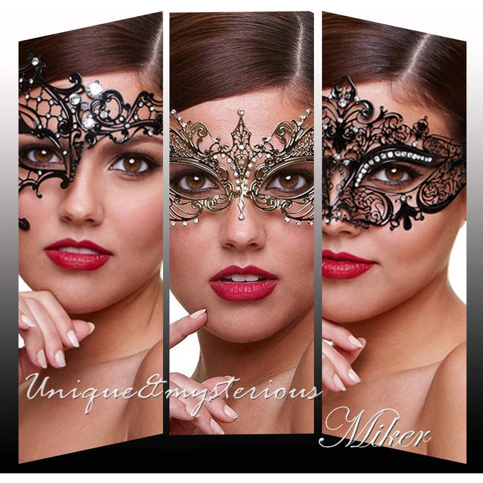 Маска для пар MYMENU, вечірня, з металу та стразів, у стилі Венеції, для прому та балу, золота