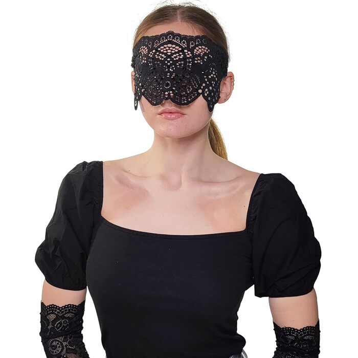 Чорна мереживна маска для жінок з чорними стразами, елегантна маска на половину обличчя, маска для маскарату та карнавалу, мереживна вечірня маска з гумкою, чорна (чорні стрази)
