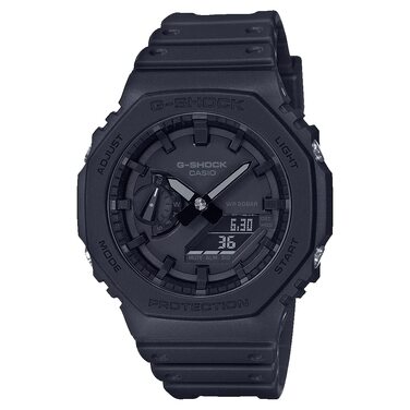 Чоловічий годинник G-Shock GA-2100 Carbon чорний, стійкий до ударів, смола — CA.GA-2100-1A1ER