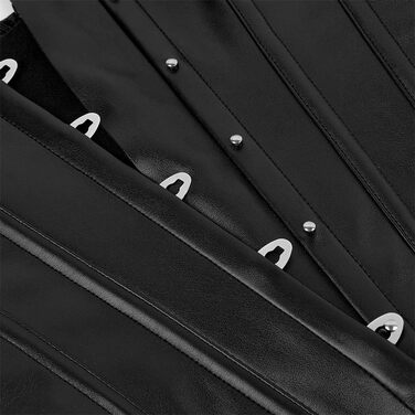 Жіноче корсетне боді Grebrafan з штучної шкіри, чорне, вінтажний стиль