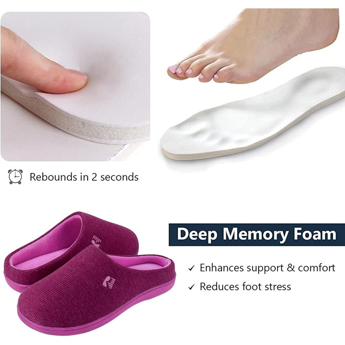 Жіночі домашні капці RockDove з ефектом пам'яті (Memory Foam), двоколірні, розмір 38/39 EU, колір Рожевий кармін