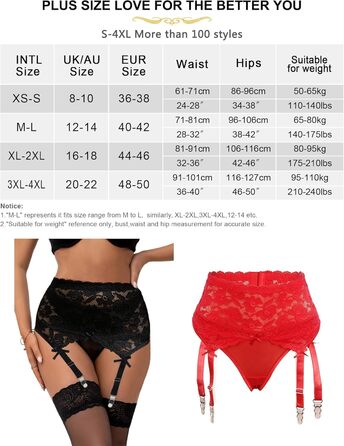 Сексуальний комплект спідньої білизни Ohyeahlady: широкий стрейчевий пояс-стрінг з мереживом, кліпсами та 4-ма стріжками. Великі розміри (3XL-4XL), чорний набір з пояса та панчіх.