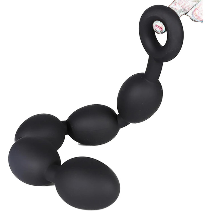 Анальний плагін Axcroo Extra Lang з ланцюжком та 7 кульок, силікон, стимулятор простати, для чоловіків та жінок