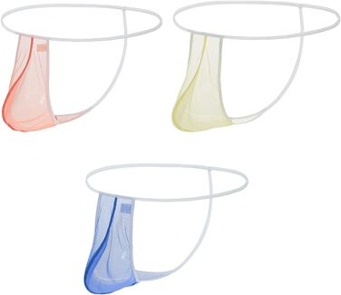 Сексуальна чоловіча білизна BIATWOWR: прозорі стрінги з дихаючого матеріалу, м'які, кольори: помаранчевий, жовтий, блакитний, розмір 3XL