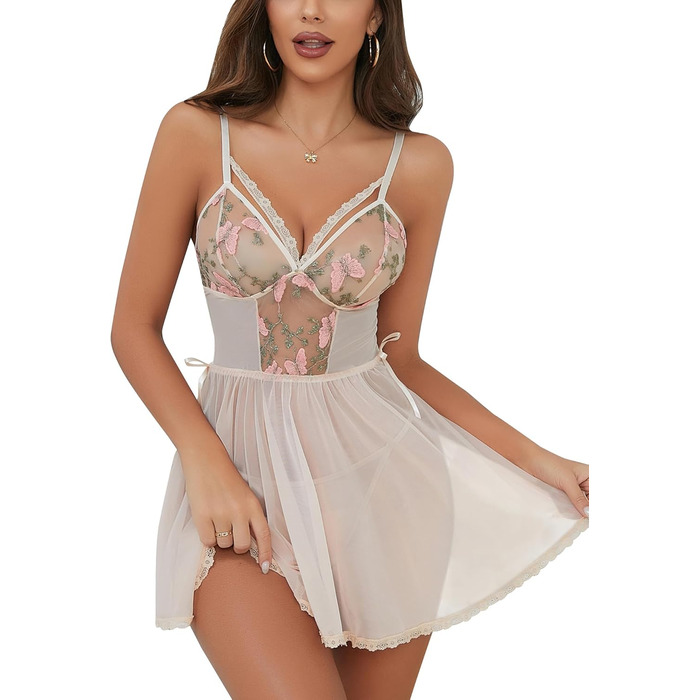 Сексуальна жіноча нічна сорочка-комбінезон Aranmei з мереживом, бавовна, бандажний стиль, прозора мереживна піжама, сукня-теді, вишивка, нічна сорочка, піжама