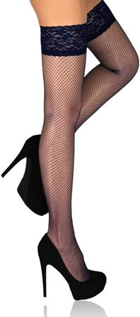 Чулки сітка Mila Marutti для жінок, мереживна верхня частина, панчохи до стегна з силіконовою стрічкою, сітчасті панчохи S Navy