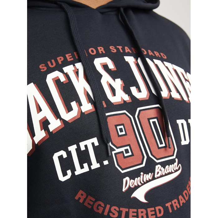 Чоловічий худі Jack & Jones Plus Size з логотипом, темно-синій, розмір 3XL