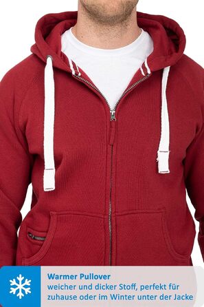 Чоловіча толстовка на блискавці з капюшоном Happy Clothing — тепла флісова куртка Regular Fit, бордова, розмір XXL