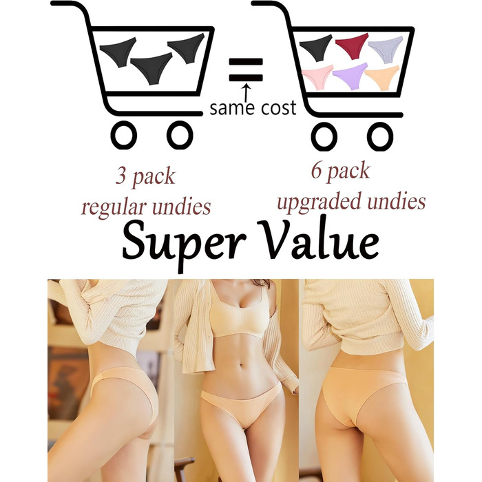 6 шт. бавовняна білизна для жінок FINETOO: низька посадка, бразильяно, S-XL, дихаюча, сексуальна