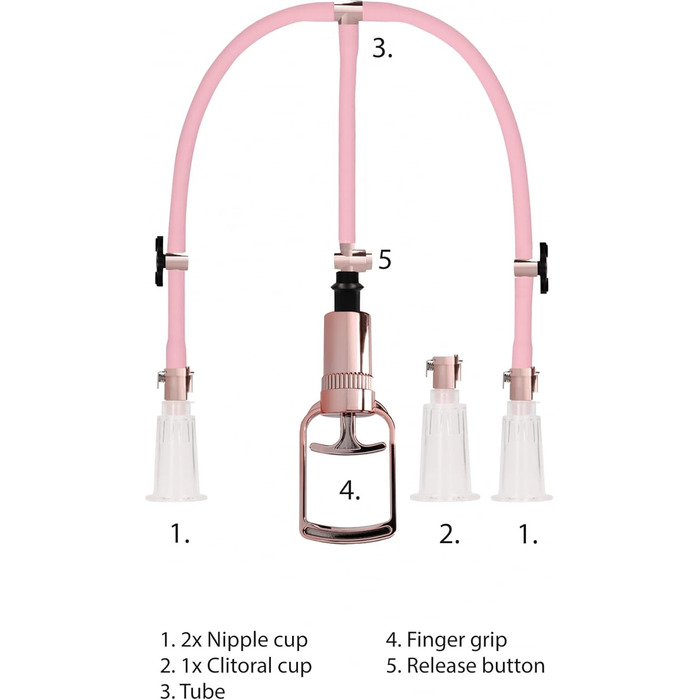 Набір для відсмоктування молока SHOTS PMP024ROS Klitoris & Nippelpumpenset, середній - Рожеве золото