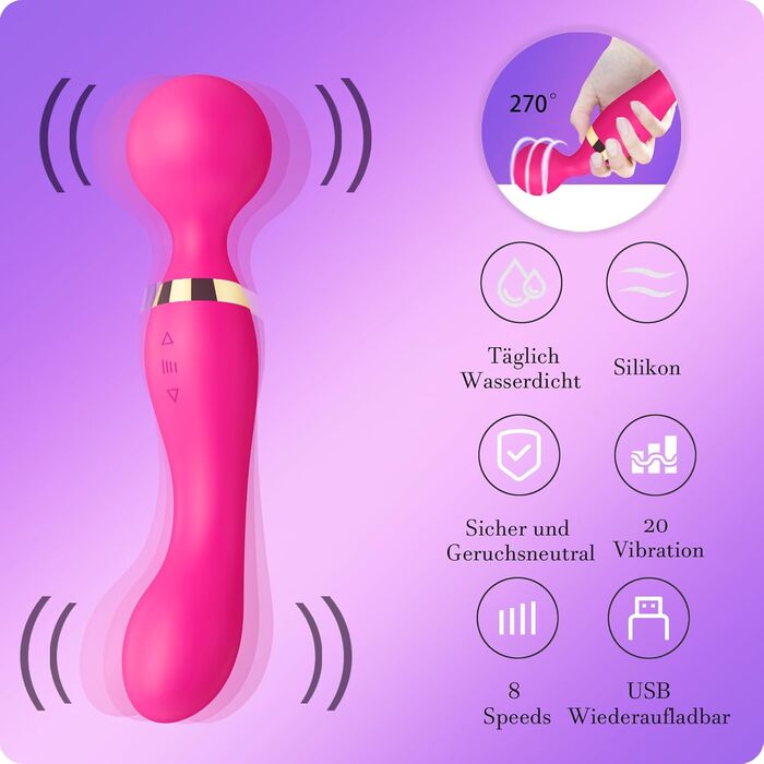 Вібратор дилда для жінок, G-точка, стимуляція клітора, 8 режимів, рожевий колір